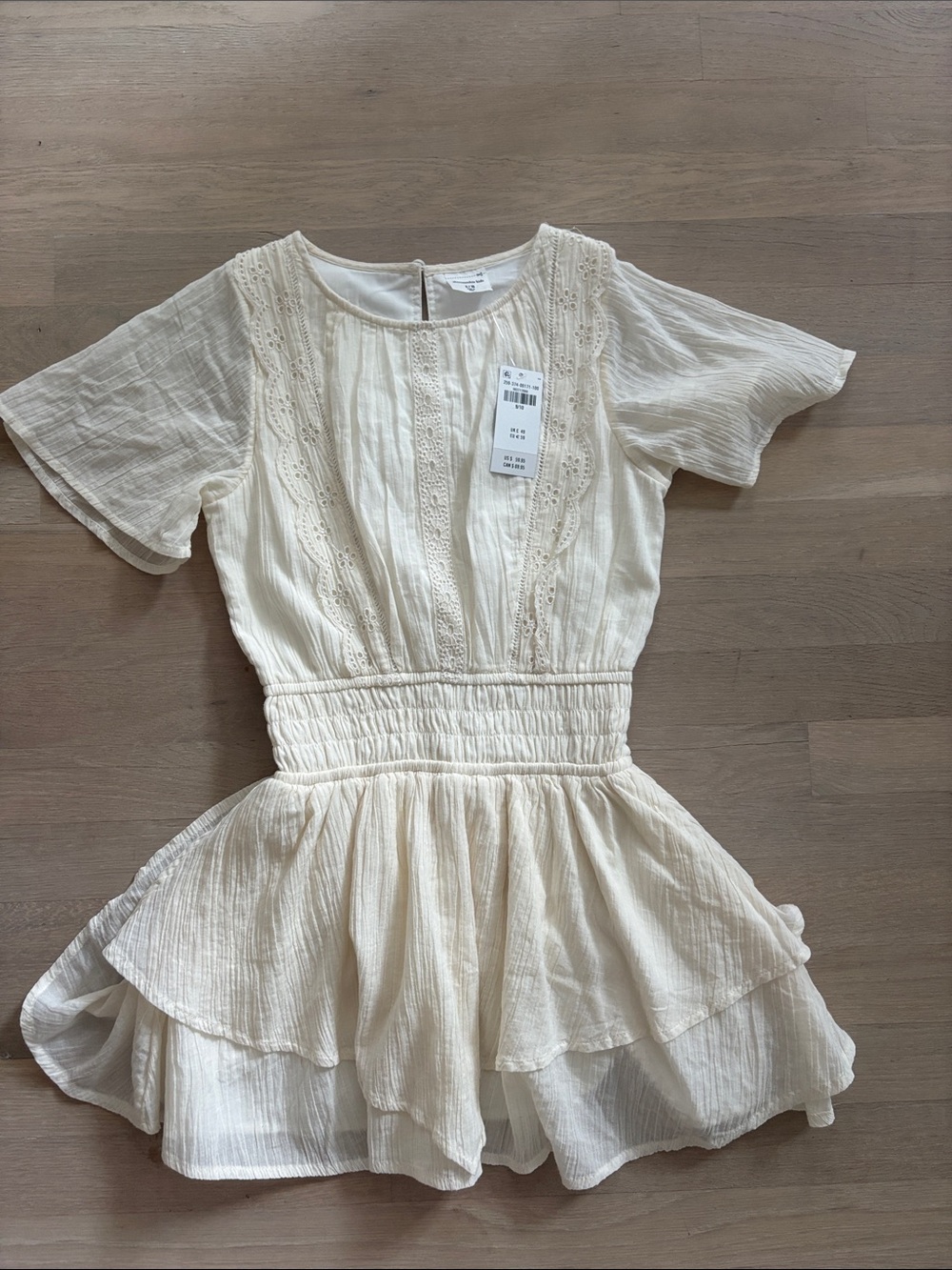 Abercrombie & Fitch Cream Ruffled Tiered Dress